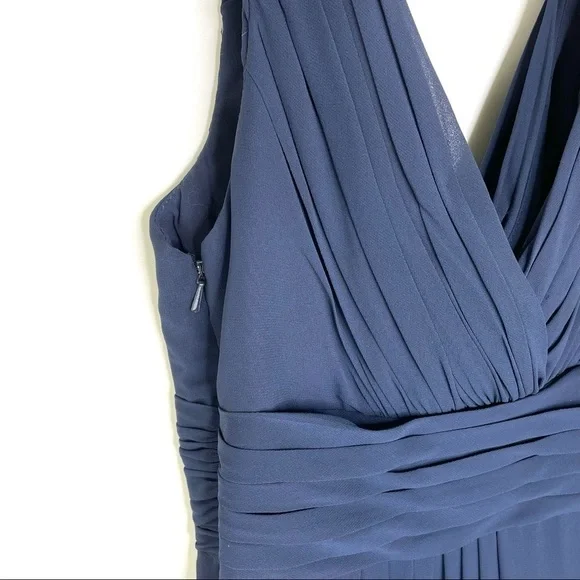 Bill Levkoff Navy Blue Chiffon Surplice A-line Bridesmaids Gown Sz 2 - Picture 8 of 11